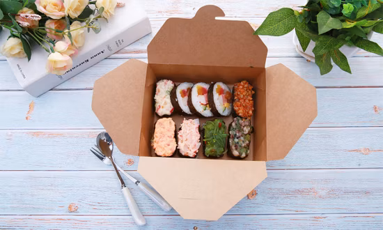 Disposable Take out Salad Box Food Packaging Cardboard Boxes Take Away Paper Container
