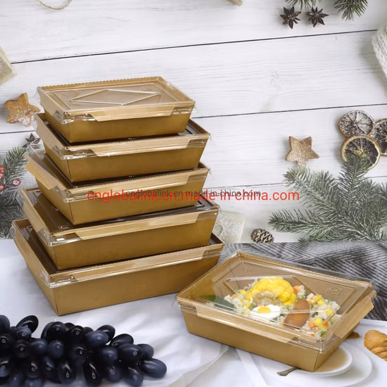 Kraft Paper Waterproof Food Container Disposable Lunch Fast Food Container