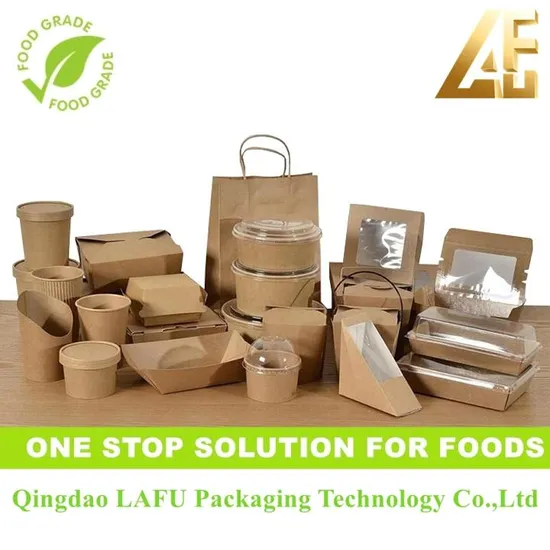 Takeaway Fast Food Packaging Containers Salad Box Restaurant Recycled Disposable Brown Kraft Paper Lunch Boxes with Lid