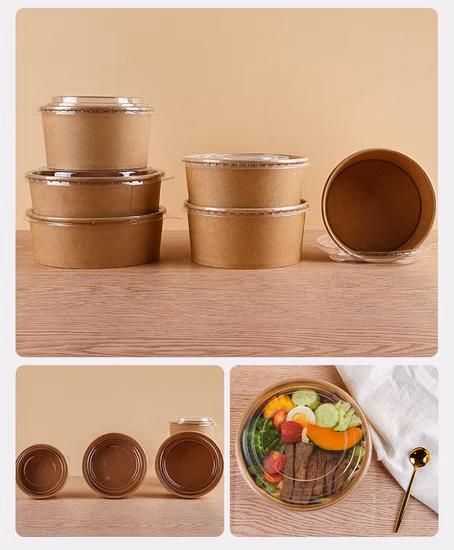 White Cardboard Craft Take Away Packaging Folding Box Takeaway Disposable Kraft Paper Food Container for Soup and Rice